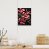Roze Lily Flowers Art Print Poster (Keuken)