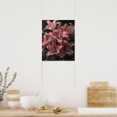 Roze Lily Flowers Art Print Poster (Keuken)