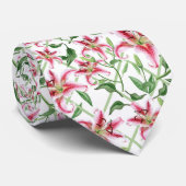 Roze Lily Flowers - Floral Lilies Stropdas (Opgerold)