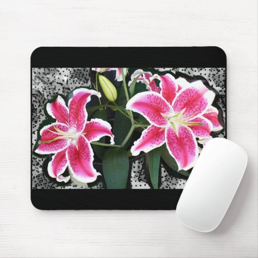 Roze Lily Flowers Mousepad Muismat (Met muis)