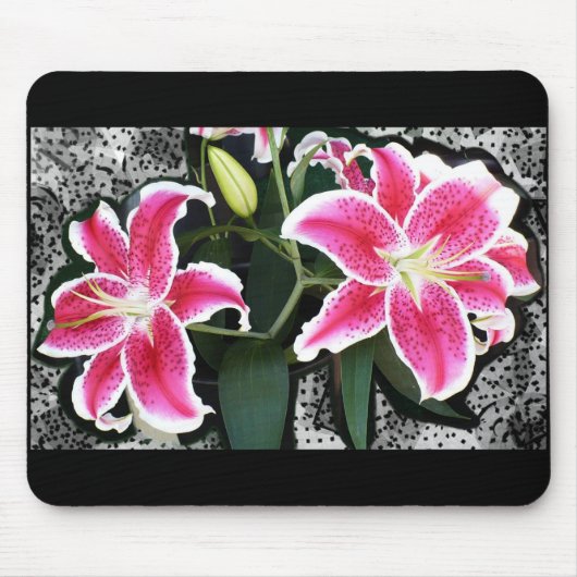 Roze Lily Flowers Mousepad Muismat (Voorkant)