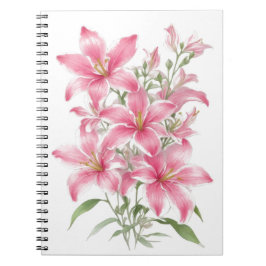 Roze Lily Flowers Notitieboek