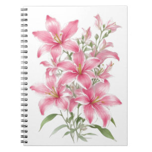 Roze Lily Flowers Notitieboek