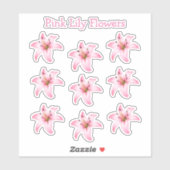 Roze Lily Flowers Shape Natuur Sticker (Vel)