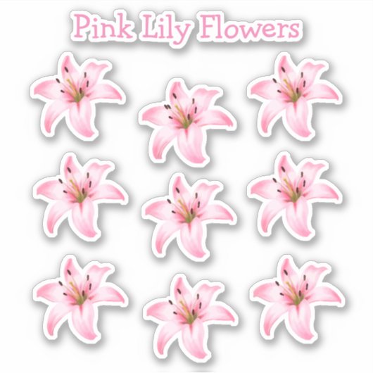 Roze Lily Flowers Shape Natuur Sticker (Voorkant)