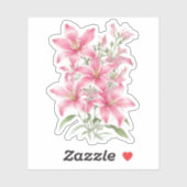 Roze Lily Flowers Sticker (Vel)