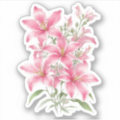 Roze Lily Flowers Sticker (Voorkant)