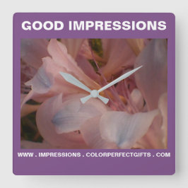 Roze Lily Impressions Vierkante Klok