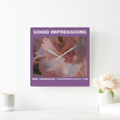 Roze Lily Impressions Vierkante Klok (Huis)