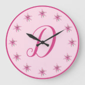 Roze Lily Lilies Spring Flowers Floral Initiaal Grote Klok (Voorkant)