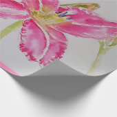 Roze Lily Lillies Flower Floral Waterverf Cadeaupapier (Hoek)
