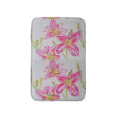 Roze Lily Lillies Waterverf Schilderij Bloemen Badmat (Voorkant Verticaal)