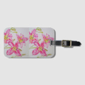Roze Lily Lillies Waterverf Schilderij Bloemen Bagagelabel (Voorkant (horizontaal))