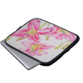 Roze Lily Lillies Waterverf Schilderij Bloemen Laptop Sleeve (Voorkant onderkant)