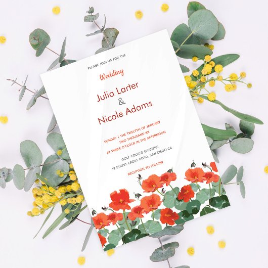 Roze Lily Lotus Bloemen In Vijver Bruiloft Kaart