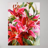 Roze Lily Original Botanical Print Canvas Poster (Voorkant)