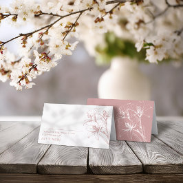 Roze Lily Outline Wedding Gevouwen Plaatskaartje