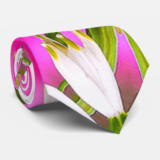 Roze Lily Pattern Stropdas (Opgerold)