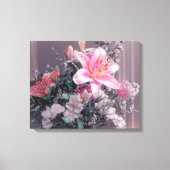 Roze Lily Pearls Bouquet Wrapped Canvas Afdruk (Voorkant)