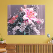 Roze Lily Pearls Bouquet Wrapped Canvas Afdruk (Insitu (Woonkamer))