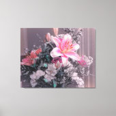Roze Lily Pearls Bouquet Wrapped Canvas Afdruk (Voorkant)