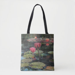 Roze Lily Pond Canvas tas