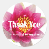 Roze Lily Ronde Sticker (Voorkant)