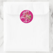 Roze Lily RSVP-stickers Ronde Sticker (Tas)