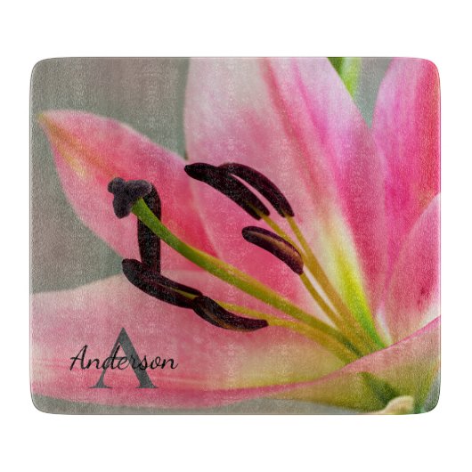 Roze Lily Snijplank (Voorkant)