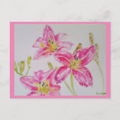  Roze Lily Waterverf Birthday Briefkaart (Voorkant)