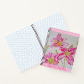 Roze Lily Waterverf floral Journal Notitieboek (Binnen)