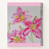 Roze Lily Waterverf floral Journal Notitieboek (Achterkant)