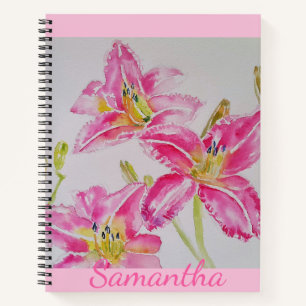 Roze Lily Waterverf floral Journal Notitieboek
