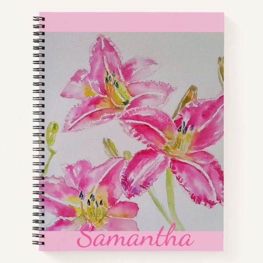 Roze Lily Waterverf floral Journal Notitieboek (Voorkant)