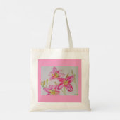 Roze Lily Waterverf florale bloem Tote Bag (Achterkant)