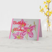 Roze Lily Waterverf florale Kaart (Gele Bloem)