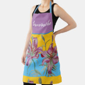  Roze Lily Waterverf Kitchen Floral Apron Schort (Insitu)