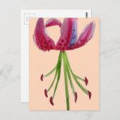 Roze Lily waterverf moderne bloem Briefkaart (Voorkant / Achterkant)