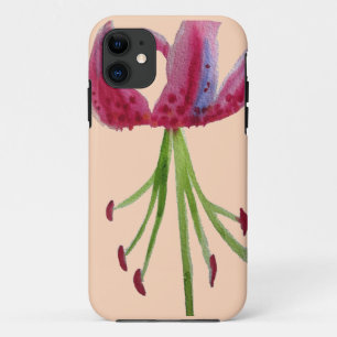 Roze Lily waterverf moderne bloem iPhone 11 Hoesje
