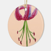 Roze Lily waterverf moderne bloem Keramisch Ornament (Links)