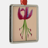 Roze Lily waterverf moderne bloem Metalen Ornament (Rechts)