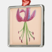 Roze Lily waterverf moderne bloem Metalen Ornament (Links)