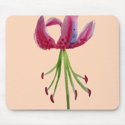 Roze Lily waterverf moderne bloem Muismat (Voorkant)