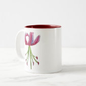 Roze Lily waterverf moderne bloem Tweekleurige Koffiemok (Voorkant links)
