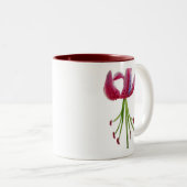 Roze Lily waterverf moderne bloem Tweekleurige Koffiemok (Voorkant rechts)