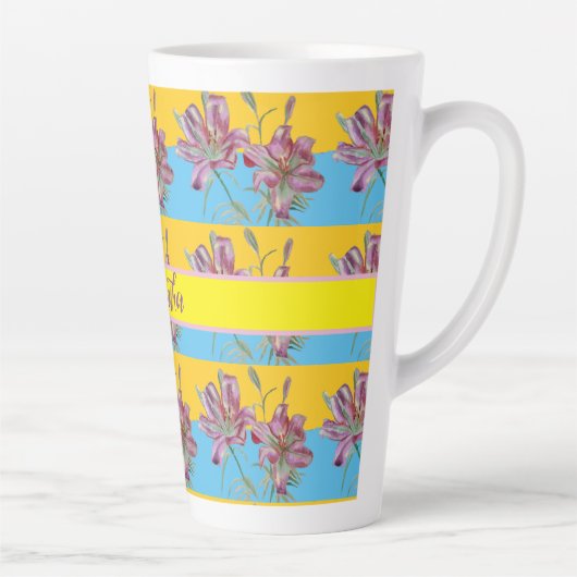 Roze Lily Waterverf Schilderende meisjes Mok van d (Rechts)