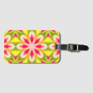 Roze Lime Gele Oranje Tie Dye Mandala Bagagelabel