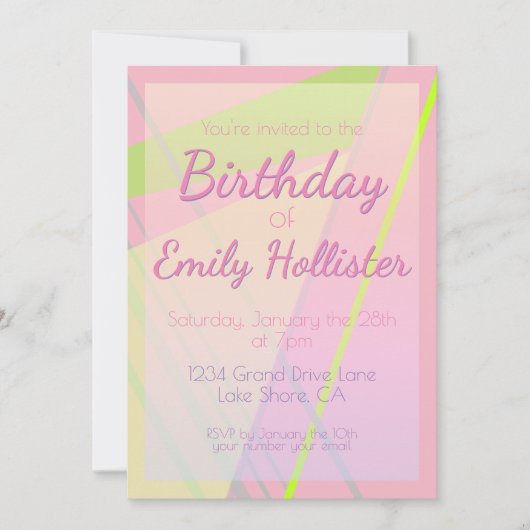 Roze & lime groen geometrische verjaardag uitnodig kaart (Voorkant)
