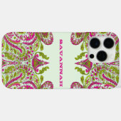 Roze & Lime Groen Gepersonaliseerde Damask iPhone  Case-Mate iPhone Case (Achterkant (horizontaal))