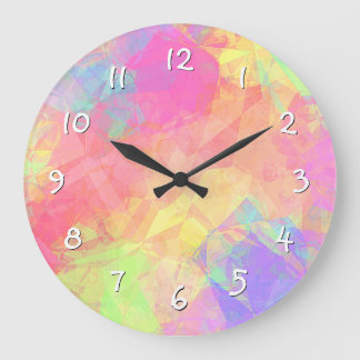 Roze Lime Groen Paars Blauw Polygoon Kunst Patroon Grote Klok